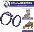 Hikiko Cat Harness and Leash Set Escape Proof Adjustable Walking Travel Cute Kitten Harness for Small Medium Large Cats (Navy Blue Floral, S)