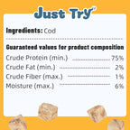 Just Try 4.76 oz Freeze-Dried Cod Treats Dog & Cat Treats - Single Ingredient, Grain-Free Snacks Omega-3 Supports Skin & Coat Health