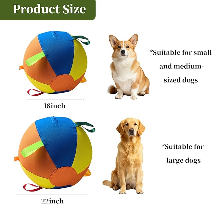 Herding Giant Tennis Dog Ball, Toy for Medium to Large Dogs, for Aggressive Chewers, Tough Herding Ball for Play & Exercise, Fun Doggy Birthday Gift (18-inch)