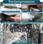Veckle Cargo Liner, SUV Cargo Cover for Dogs with Side Flaps Hammock Water Resistant Nonslip Dog Seat Cover Area Protector Scratchproof for SUVs Sedans Vans, Paw Print