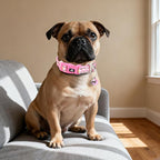 Daisy Reflective Nylon Puppy Collar with Bell - Adjustable XXS/XS Small Dog Collar for Chihuahua, Pomeranian, Yorkie - Lightweight & Comfortable for Night Walks & Indoor Play (XS, Pink)
