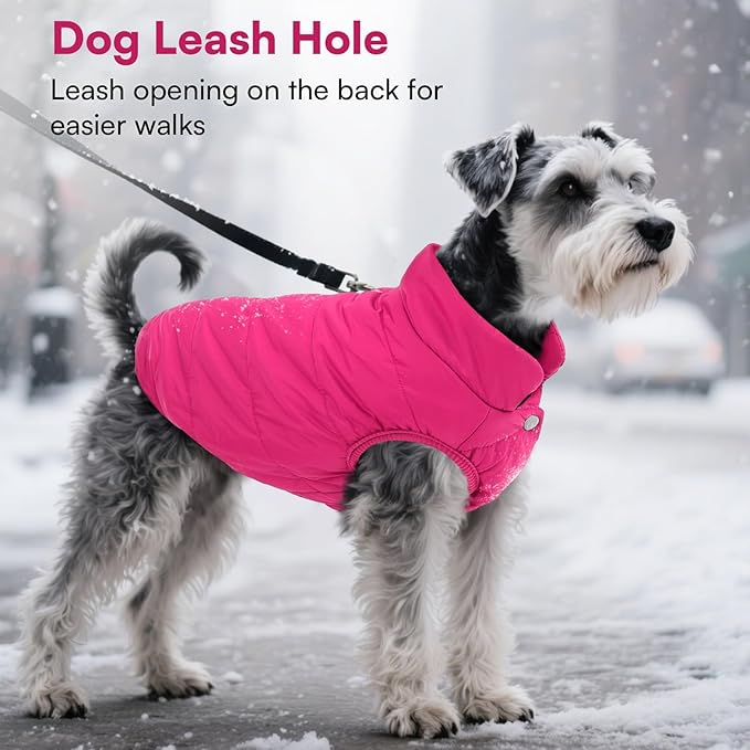 ASENKU Dog Winter Coat - Waterproof Windproof Dog Jacket, Warm Snowproof Doggie Puffer Vest for Cold Weather, Lightweight Snow Coats for Small Medium Large Dogs (Pink, XL)