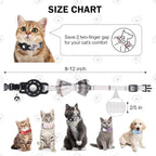 Airtag Cat Collar with Bells and Bowtie -Safety Elastic Band Kitten Collar for Apple Air Tag Holder- Cute GPS Cat Tracker Collars for Girl Boy Cats and Puppies, Adjustable 8"-12" Beige