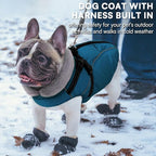 Queenmore Large Dog Jackets,Dog Coats for Extra Large Dogs with Harness Built in,Reflective Waterproof Dogs Jackets with Fleece Lining,Warm Snowsuit Pet Coats for German Shepherd,Blue,XXXL