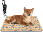 Dog Heating Pad 28×18 in Waterproof PVC Pet Heating Pad, Adjustable Thermostat+Constant On Function, Metal Protective Tube Comes with a Plush Cotton Sleeve，Whelping Box-Apricot
