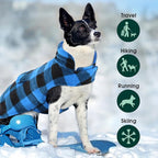Kuoser Dog Winter Coat, Windproof Dog Fleece Jacket British Style Plaid Cold Weather Doggie Vest Coats, Reversible Cozy Warm Pet Clothes Apparel for Large Size Dogs XL