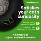 Cattasaurus Unique Gothic Peekaboo Cat Cave for Multiple & Large Cats Up to 30-45 Lbs, Scratch Detachable & Washable Tunnel Bed, Comfy Donut Cat Cave (Gothic Bat, Large)