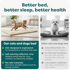 Furhaven ThermaNAP Self-Warming Cat Bed for Indoor Cats & Small Dogs, Washable & Reflects Body Heat - Quilted Faux Fur Reflective Bed Mat - Cream, Small