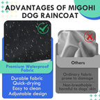 MIGOHI Dog Rain Coat, Hooded Rain Jacket for Dog | Adjustable Hood and Hind Leg Straps Dogs Rain Coat, Reflective Strap for Night Walking, Black, XL