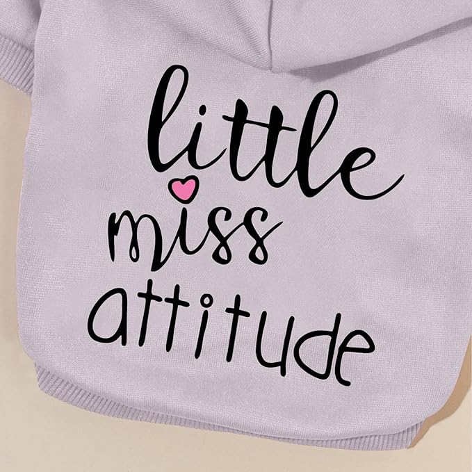 Cat Hoodies for Cats Puppy Pet Clothes Cat Apparel Little Miss Attitude Print Dog Hoodie for Small Medium Dogs Outfits for Kittens(Purple,XL)