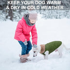 BEAUTYZOO Winter Dog Coat with Harness Built in, Warm Dog Puffer Jacket Vest Padded Fleece Cold Weather Coats Windproof Waterproof Snow Jackets Clothes for Small Medium Puppy, Green L