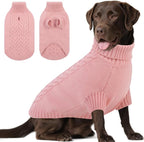Dog Sweaters for Large Dogs Classic Turtleneck Dog Christmas Sweater Thick Warm Pullover Female Puppy Pet Stretch Knitwear Fall Winter Clothes with Leash Hole(Pink, XL)