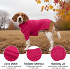 IECOii Dachshund Sweater,Turtleneck Dog Sweater for Small Medium Dogs Girl Boy,Stretchy & Breathable,Warm Knitted Pullover Coat,High Neck Knitwear for Cold Weather Indoor & Outdoor Wear (Rose red,M)