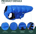 Kuoser Dog Puffer Jacket Warm Dog Coat for Small Dogs, Windproof Reflective Pet Padded Vest Cold Weather Clothes Puppy Snowsuit with Hook & Loop Coats, Easy On/Off, Blue S