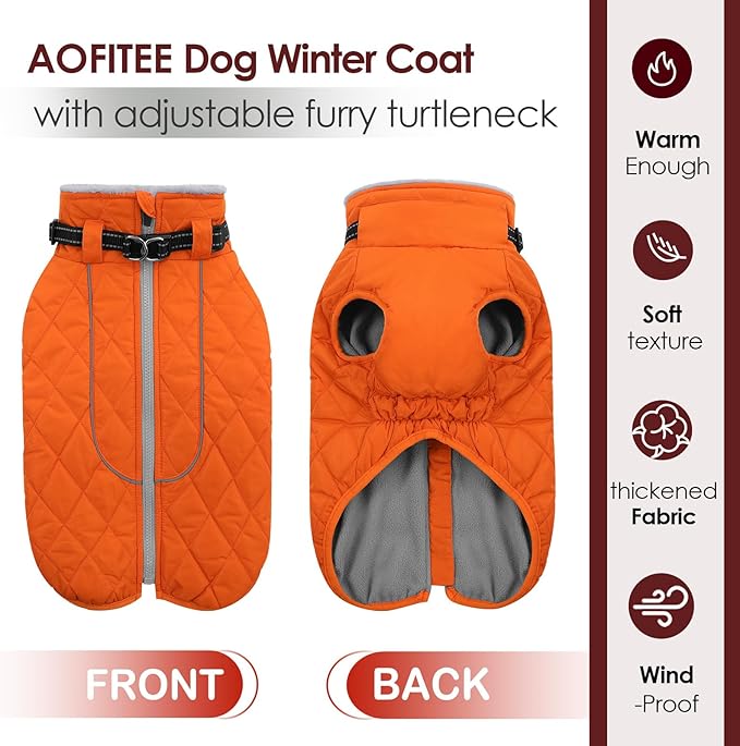 AOFITEE Small Dog Winter Coat, Waterproof Dog Winter Jacket with Zipper & Fleece Collar, Reflective Dogs Puffer Jacket, Small Pet Snow Coat Snowsuit for Yorkshire, West Highland