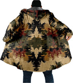 Mens Aztec Print Hoodie Heavyweight Cotton Fleece Jacket Zip Up Warm Long Sleeve Hooded Winter Midi Coat