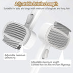 Dog & Cat Brush for Shedding, 2 in 1 Self Cleaning Deshedding Brush with Adjustable Bristle Length & Dematting Comb, Skin Friendly Grooming Tool for Long & Medium-Long Hair Pets