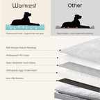 Orthopedic Dog Bed for Ctrate, Waterproof PillowTop Pet Bed for Medium Large Size Dogs, Egg-Crate Foam Dog Crate Mat with Removable Washable Cover, 2-Layers Kennel Pad 55"L x 42"W, Light Grey