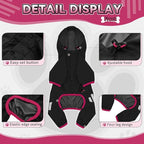 Dog Raincoat, Waterproof Dog Rain Jacket with Hood, Rain Coat with Leash Hole, Reflective Strap for Small Medium Dogs, Lightweight Puppy Clothes(Black,L)