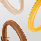 CollarDirect Rolled Leather Dog Collar, Soft Padded Round Puppy Collar, Handmade Genuine Leather Collar Dog Small Large Cat Collars 13 Colors (15-19 Inch, Yellow Textured)