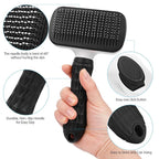 Dog & Cat Brush, Black Self Cleaning Slicker Brush for Pets, Upgraded Dog Brush for Shedding Massaging and Grooming, Removes Loose Undercoat & Portable Comb for Long Short Haired Dogs