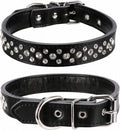 Rhinestones Dog Collar, Adjustable Sparkly Crystal Studded Genuine Leather Pet Dog Collar for Small and Medium Dogs (S, Black)