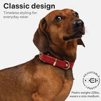 Classic Genuine Leather Dog Collar | Dog Collars for Medium Dogs, Small Dogs, Large Dogs & Extra Large Dog | Wide Dog Collar | Heavy Duty Dog Collar (Red, S: 0.5" Wide for 7.5"-10.5" Neck)