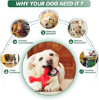 Dog Chew Toys for Aggressive Chewers Large Breed,Indestructible Bones Toy，Durable Cleaning Toothbrush Natural Rubber Dog Toys… (Red)