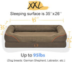 Washable Orthopedic Large Dog Bed -XL Large Dog Bed with Removable & Waterproof Cover Pet Beds with Foam Support for Big Size Dogs with Bolster