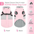 AOFITEE Small Dog Coat, Dog Winter Coat with Harness Built in, Warm Dogs Jacket with Zipper & Polar Fleece Collar, Waterproof Pet Snow Jacket Snowsuit for Schnauzer, Chihuahua Yorkshire, S