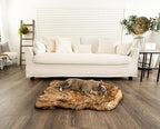 PupRug Orthopedic Dog Bed for Large Dogs with Fluffy Soft Faux Fur and Memory Foam for Joint Pain Relief, Machine Washable and Waterproof Couch Bed, Sable Tan, Large/Extra Large