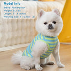 KYEESE 2Pack Dog Shirts Small Tee Soft for Small Dogs Striped T Shirt Lightweight Sleeveless Vest Cotton Tank Top Clothes, Large,Blue+Striped