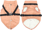 Dog Jacket with Harness,Fleece Lined Warm Puppy Coat for Winter,Soft Windproof Small Dog Vest,LightOrange M