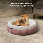 BALANCE Cat Beds for Indoor Cats, Washable Round Dog Bed, Donut Dog Bed with Anti-Slip Bottom for Small Dogs, 28 Inches, Mellow Rose