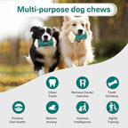 Pceotllar Indestructible Dog Chew Toys, Interactive Puzzle Toys with Beef Flavor, Safe Rubber for Aggressive Chewers - Large, Medium, Small Dogs - Green