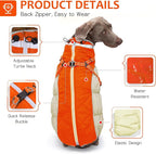 Dog Winter Coat with Harness, Dog Jacket, Pet Clothes with Zipper on Back, Waterproof Windproof Warm Vest, Reflective Cold Weather Coats, for Small Medium Large Dogs, Thick, Orange, 2XL