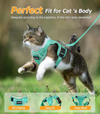 Halypet Cat Harness and Leash Set [MAX Safety 4th-Gen Upgrade] Escape Proof Adjustable Cat Leash Comfortable Soft Vest Easy to Wear Kitten Harness with Reflective Strip for Cats Walking, M Green