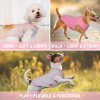 KYEESE 2Pack Dog Shirts Striped T Shirt Soft Tee for Small Dogs Cotton Tank Top Lightweight Sleeveless Vest Dog Clothes, Small,Pink+Striped