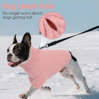 Dog Sweaters for Large Dogs Classic Turtleneck Dog Christmas Sweater Thick Warm Pullover Female Puppy Pet Stretch Knitwear Fall Winter Clothes with Leash Hole(Pink, XL)