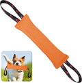 ToLanbbt Dog Tug Toy Bite Jute Pillow Pull Toy with 2 Strong Handles Perfect for Tug of War, Puppy Interactive Play, Tear Resistant Bite Training for Small Medium Large Dogs (Bright Orange-Footprint)
