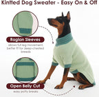 Extra Large Dog Sweater, Sleeve Turtleneck Sweater with Harness Hole, Christmas Pullover Sweaters for Dogs Boy Girl, Winter Dog Jumper for Rottweiler, Alaskan, Great Dane, Green 4XL
