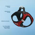 Best Pet Supplies - All Weather Mesh / Plush, Reflective, No Pull Harness for Small, Medium Dogs, Cats - Secure with Hook & Loop Fastener, Buckle, Double D-Rings - Red Plush, XS