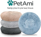 PetAmi Calming Dog Bed for Small Medium Dog Cat, Round Donut Washable, Fluffy Faux Fur Plush Cuddler Pet Kitten Cushion, Anti-Slip, Fits up to 25 lbs, 23 inch, Dusty Blue