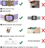 Cat Collar Breakaway, Personalized Leather Cat Collar with Bells-Adjustable Customized Collar with Name & Phone Number Tag for Girl Boy Cats-Quick Release Buckle for Cats & Kittens(Purple)