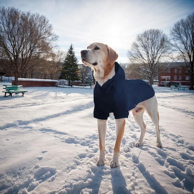 Basic Dog Hoodie, Soft Premium Quality Dog Hoodie Sweater with Leash Hole and Pocket, Cotton Doggy Puppy Sweatshirt Fashion Outfit for Dogs Puppy Small Medium Large - Navy Blue (Large)