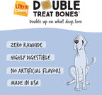 Ultra Chewy Yogurt with Blueberry Double Treat Bones: Long-Lasting Dog Treats Made in USA for Large and Small Breeds, Highly Digestible (12 Count)