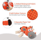 IOKHEIRA Dog Plush Toy for Large Aggressive Chewers,Indestructible Dog Squeaky Toys,Stuffed Animals Toys with Cotton Material and Crinkle Paper,Durable Chewing Toys (Carrot Orange, Cattle)