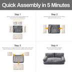 MEWOOFUN Dog Beds for Small Medium Dogs with Removable Washable Cover, Fluffy Dog Sofa with Non-Slip Bottom (Dark Grey, 33.5" L X 25.6" W X 11.5" Th)