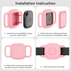 DDJ 2-Pack Dog Collar Holder for Tile Life360 Mate (2024) 2022 Tracker, Waterproof Silicone Cover Full-Body Protective Case for Tile Mate Tracker Cat Collar, Ultra Durable, Scratch Resistant, Pink