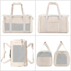 Fashion Leather Dog Carrier, Airline Approved Cat Carrier Soft Sided Pet Bag Carrier Purse for Puppy Kitten Small Animals White